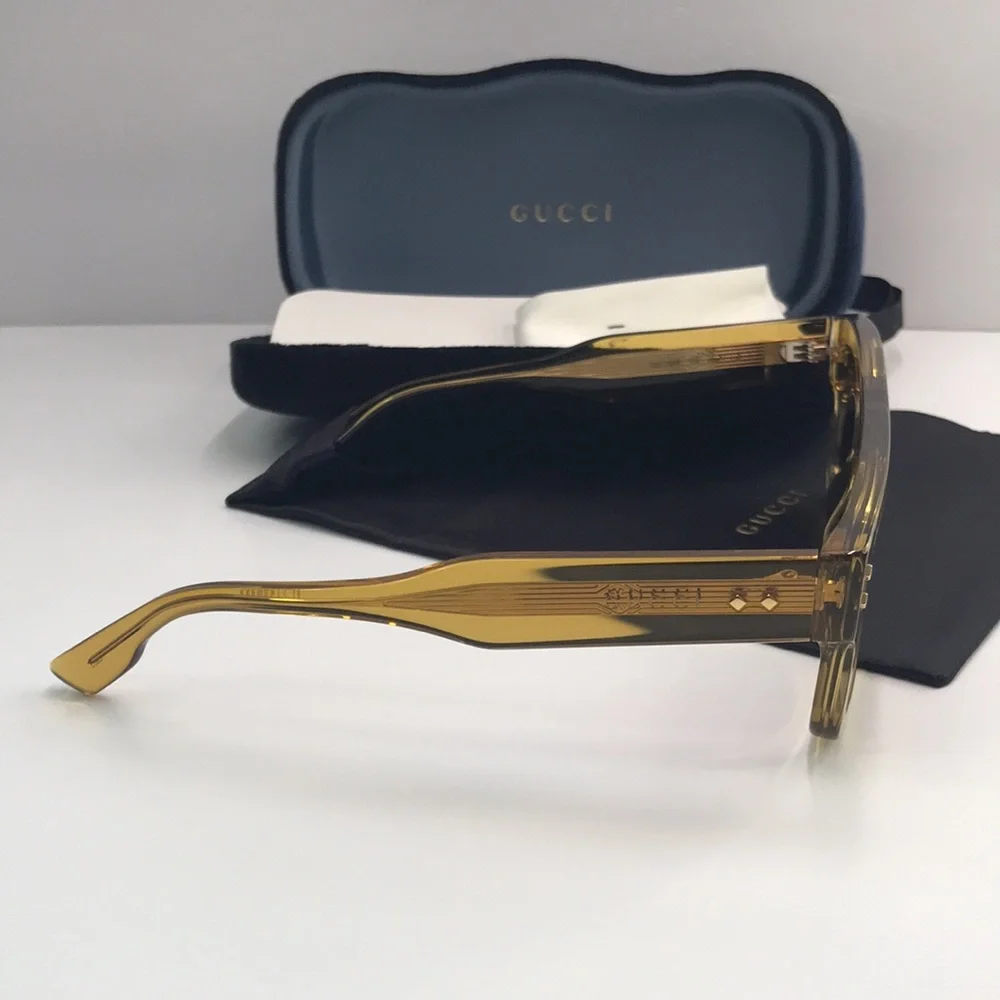 New Authentic- GUCCI EYEWEAR GG1085S SUNGLASSES Yellow & Grey